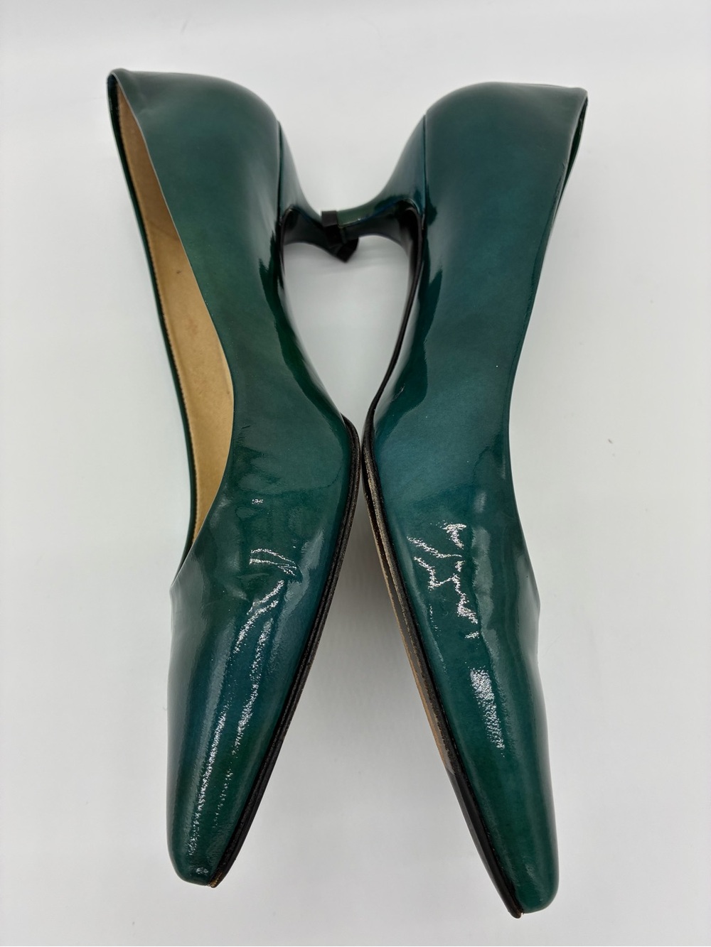 Stuart Weitzman Emerald Patent Leather Kitten Heel Pumps Sz 7 - Picture 3 of 10